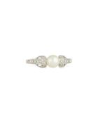 14k Pearl & Diamond Interlocking Ring,