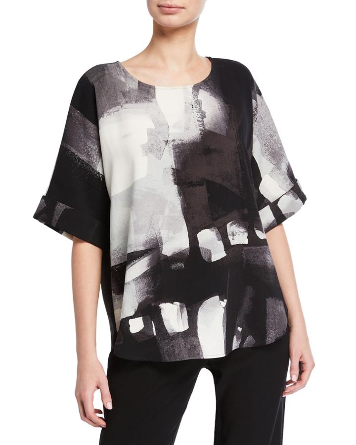 Brushstroke Short-sleeve Crepe Easy Tee