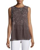 Embellished Tank Top, Brown