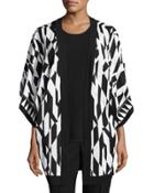 Graphic-print Knit Jacket, Black/white