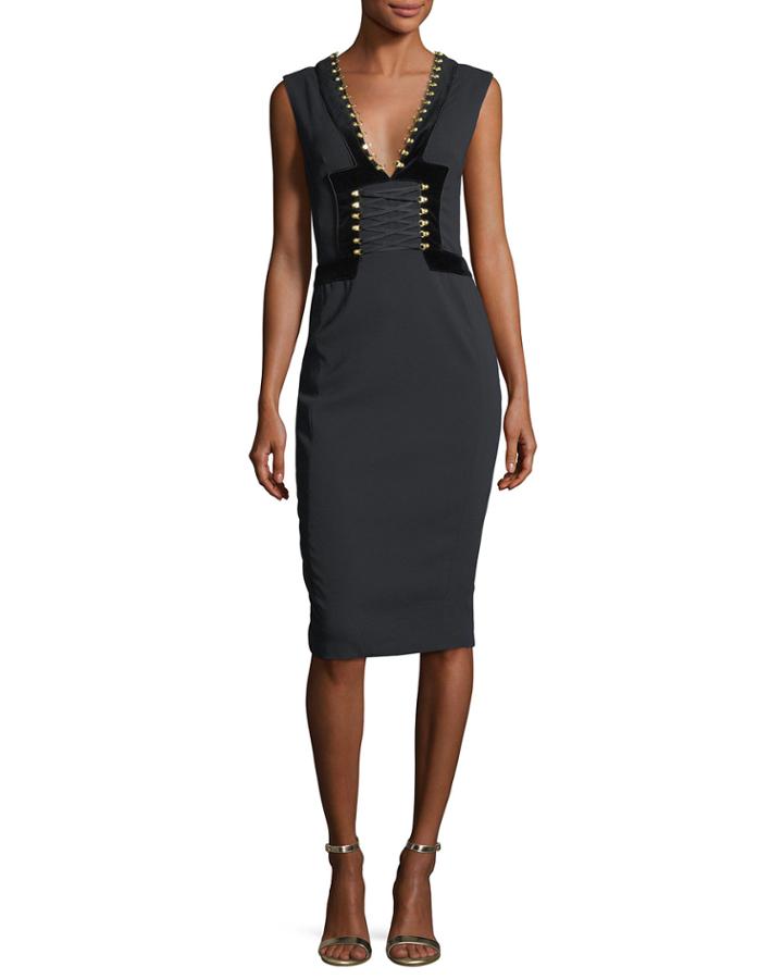 Adriana Lace-up Sheath Cocktail Dress