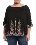 Harleth Off-the-shoulder Embroidered Tee,