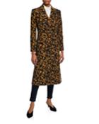 Elsa Leopard Double-breasted Virgin Wool Coat