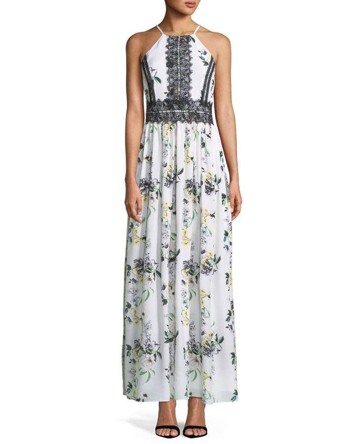 Lace-trimmed Floral-print