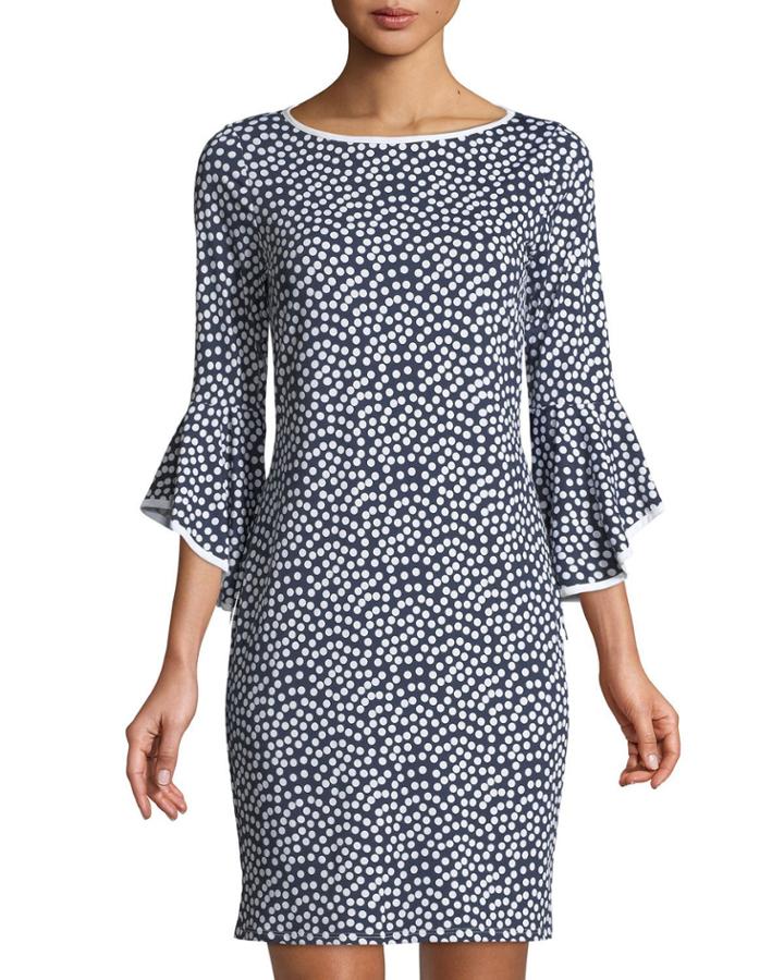 3/4-bell-sleeve Polka Dot