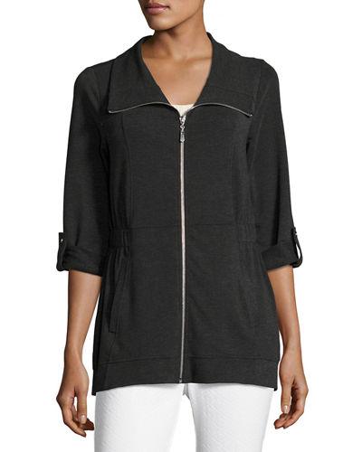 Jersey Short-collar Roll-sleeve Jacket