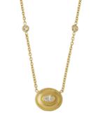 18k East-west Diamond Oval Pendant Necklace