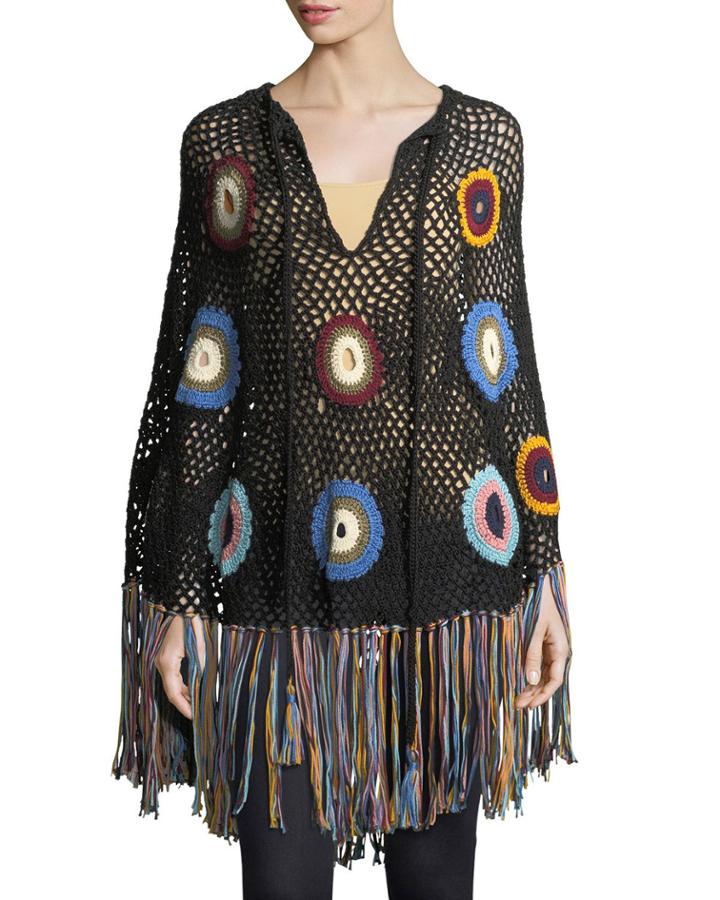 Hand-crocheted Fringe Poncho