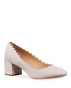 Lauren Scalloped Suede Block-heel Pumps