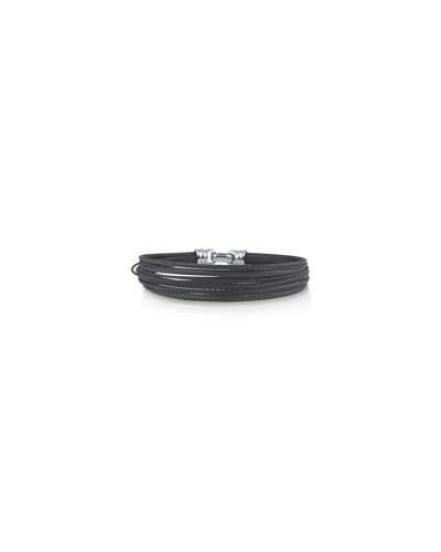 Noir Multi-row Micro-cable Bangle Bracelet, Black