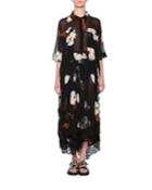 Short-sleeve Printed Chiffon Midi Shirtdress With
