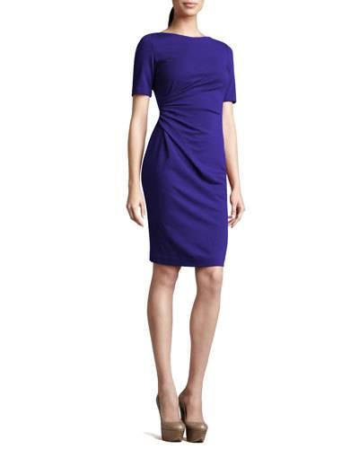 Short-sleeve Side-ruched Dress