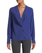 Shields Drape-front Silk Long-sleeve Blouse