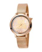 34mm Logo Stainless Steel Bracelet Watch, Pink/gold