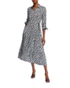Long-sleeve Rayon Floral Midi