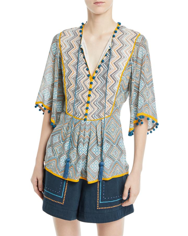 Three-quarter Flutter Sleeve Printed