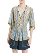 Three-quarter Flutter Sleeve Printed