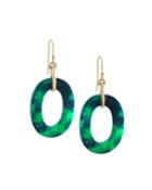 Oval Link Drop Earrings, Green