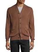 Button V-neck Cotton Cardigan
