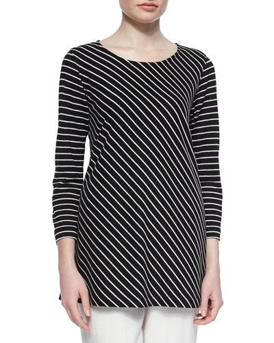 Bias-striped Knit Tunic,