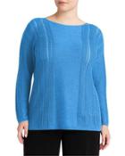 Lattice Knit Pullover Sweater, Blue,