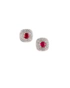 Estate 18k White Gold Diamond Ruby Earrings