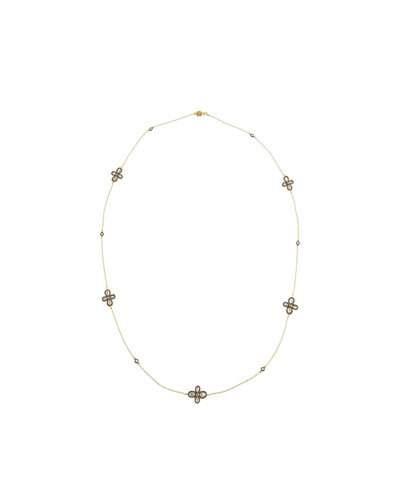 Long Pave Clover Station Wrap Necklace