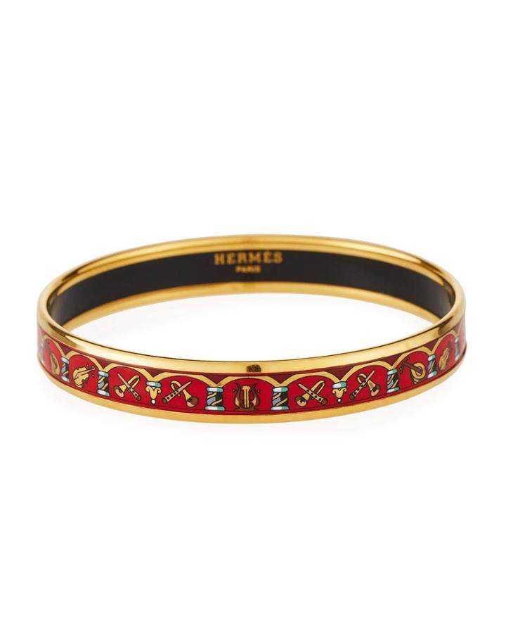 Estate Instrument Enamel Bangle, Red