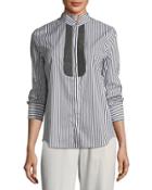 Poplin Monili-trim Long-sleeve
