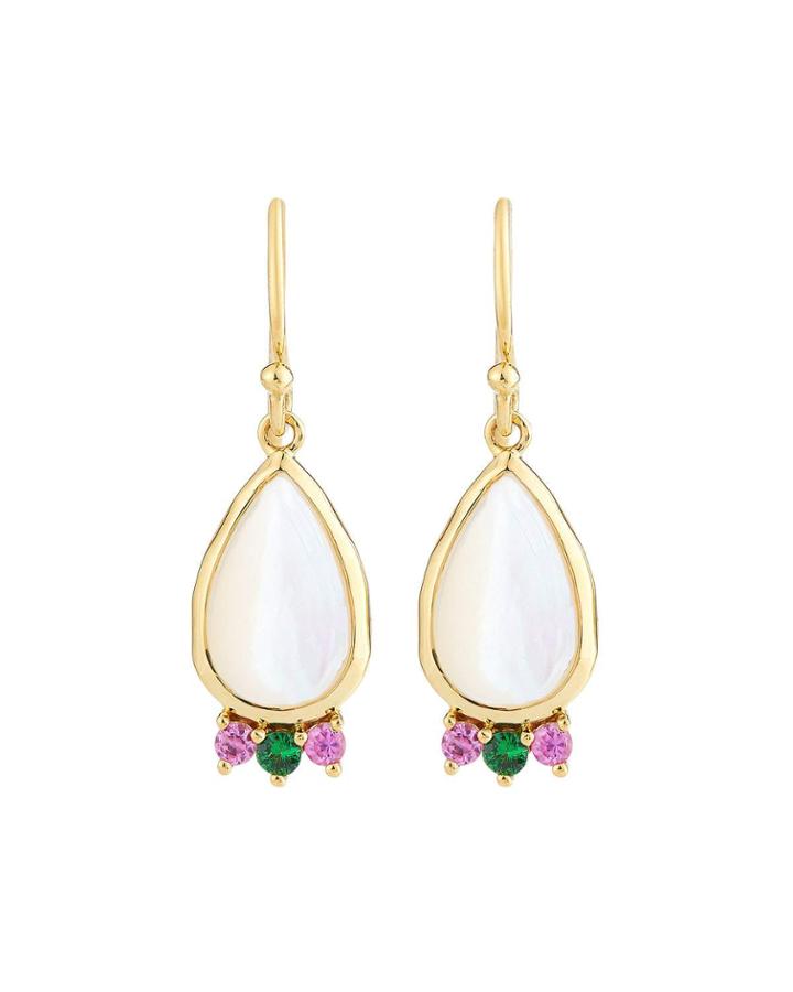 Prisma Teardrop Cabochon Earrings In Mother-of-pearl