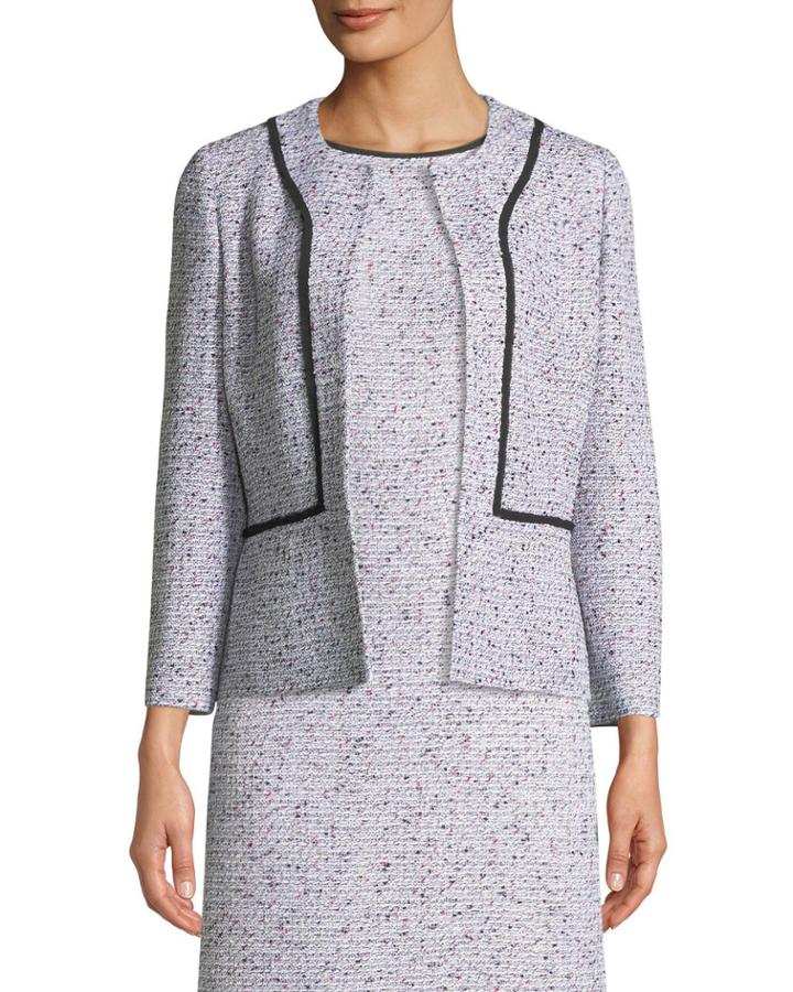 Alicia Tweed Jacket W/ Silk Georgette Piping