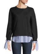 Long-sleeve Combo Sweatshirt W/ Tie Detail