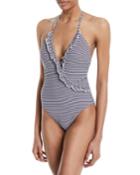 The Nadine Seersucker Halter One-piece