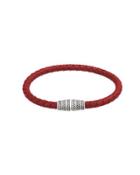 Men's Braided Leather Magnetic Bracelet, Red