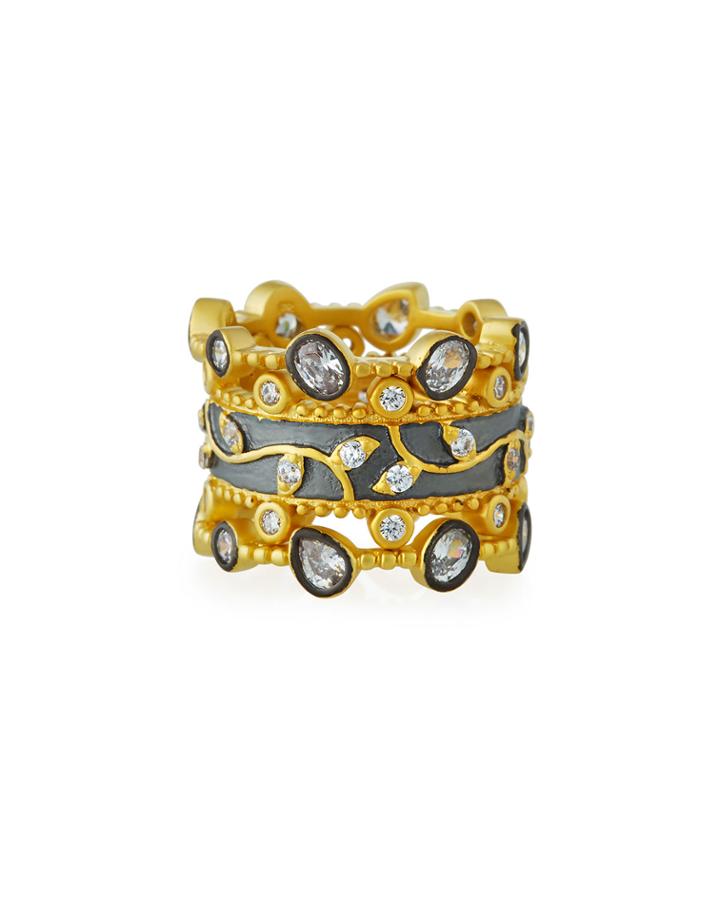 Fleur Bloom Leaflet Stacking Rings, Set Of