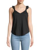 Flutter-strap V-neck Cami, Black