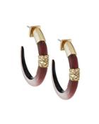 Ombre Frosted Lucite Hoop Earrings, Red