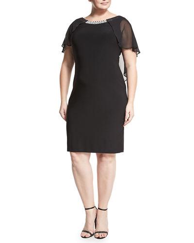 Chiffon-capelet Sheath Dress,