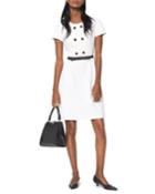 Short-sleeve Jewel-neck Stretch-boucle Sheath Dress W/