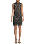 Sleeveless Mock-neck Lace Short Cocktail Dress