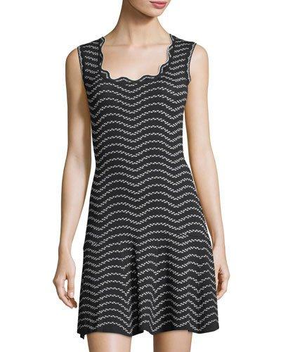 Drop-waist Wave Patterned Dress