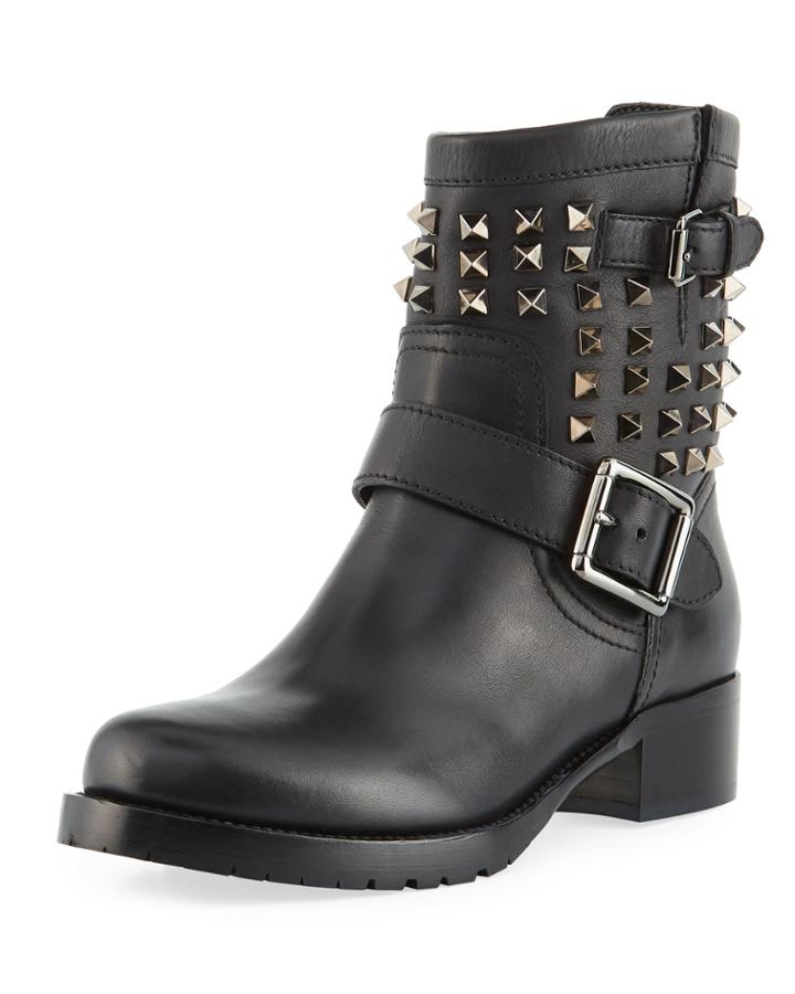 Rockstud Leather Biker Booties