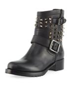 Rockstud Leather Biker Booties