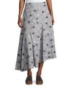 Lily Striped Godet Skirt, Black Pattern