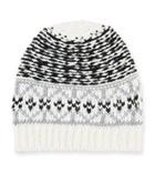 Mixed Fair Isle-pattern Knit Hat, Black/white