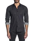 Men's Long-sleeve Tonal Square Printed