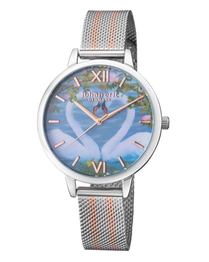 38mm Knoppsvane Swan Watch W/ Mesh Strap, Rose/silvertone