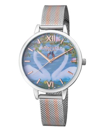 38mm Knoppsvane Swan Watch W/ Mesh Strap, Rose/silvertone
