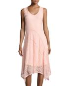 V-neck Ladder-stitch Lace Dress, Blush