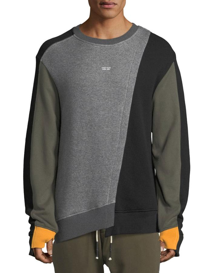 Mixed-media Asymmetric Crewneck